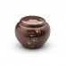Brass - Rounded Pet Cremation Ashes Urn 1.0 Litre (Brown with Gold and Silver Pawprints)
